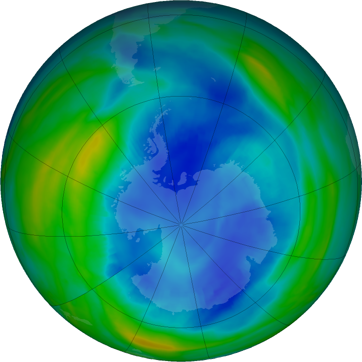 Antarctic ozone map for 22 August 2022